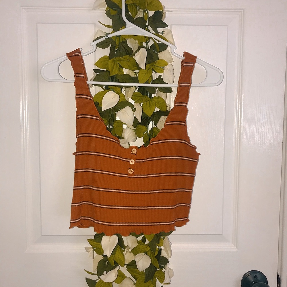 Tan stripped crop top